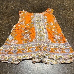 Floral Orange Sleeveless Top